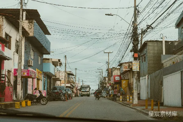 高清摄影 城市街景与电线