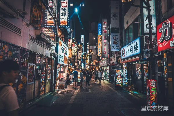 高清摄影 霓虹灯下的东京街头
