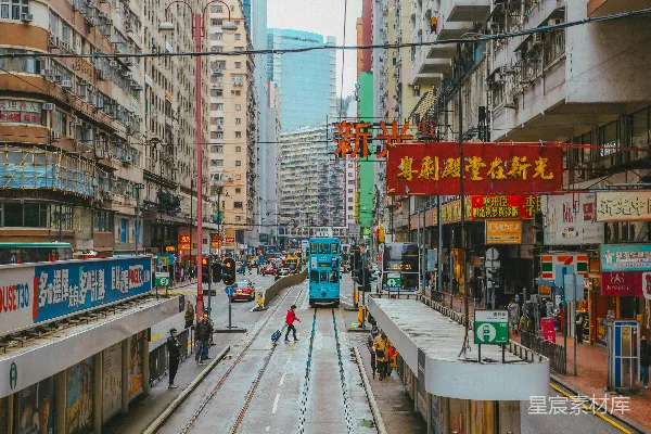 高清摄影 香港街头的电车时光