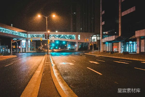 高清摄影 城市夜景中的空旷街道