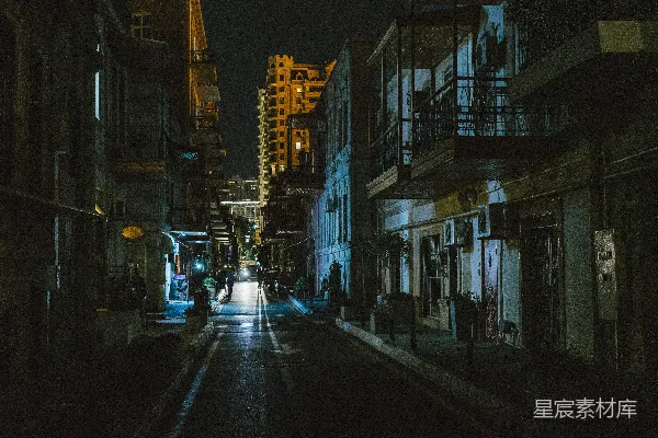 高清摄影 夜色中的城市巷弄
