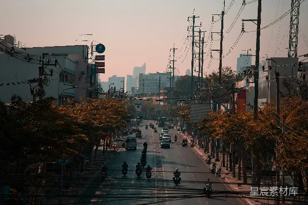 高清摄影 城市中的清晨街道
