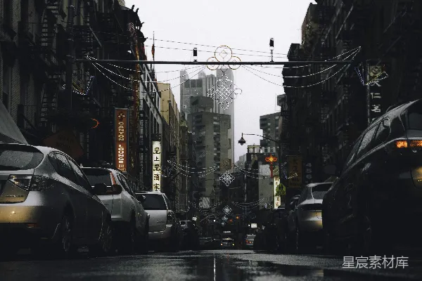 高清摄影 雨后的纽约唐人街