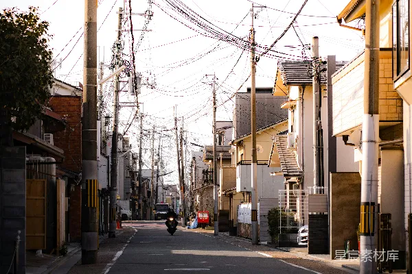高清摄影 日式住宅区的宁静街道