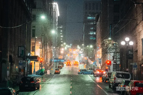 高清摄影 雨夜中的城市街道