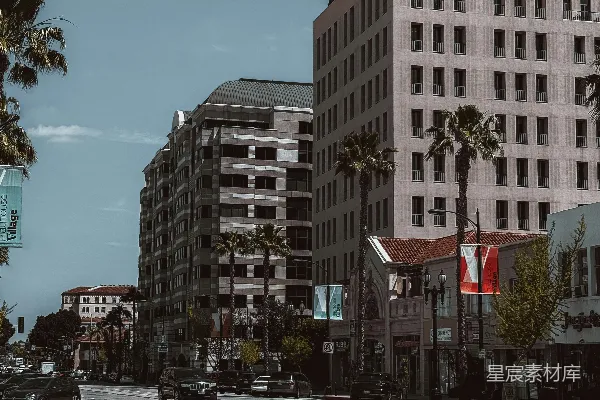高清摄影 阳光明媚的城市街景
