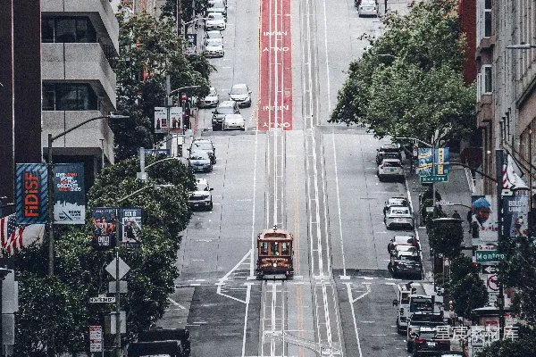 高清摄影 旧金山街头的缆车