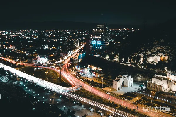 高清摄影 夜色中的城市与道路