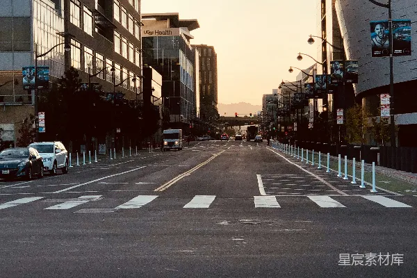 高清摄影 城市日落的宁静街道