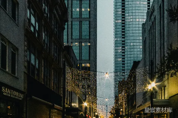 高清摄影 城市夜景中的灯光与高楼