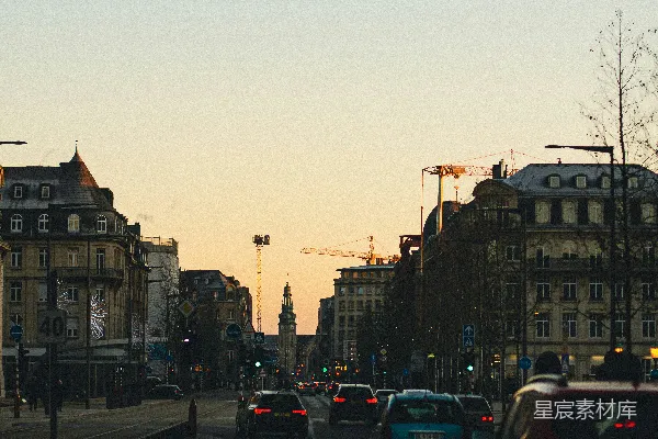 高清摄影 夕阳下的城市街景