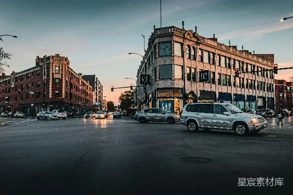 高清摄影 城市黄昏的街景