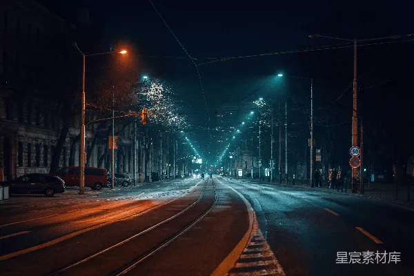 高清摄影 夜幕下的城市街道