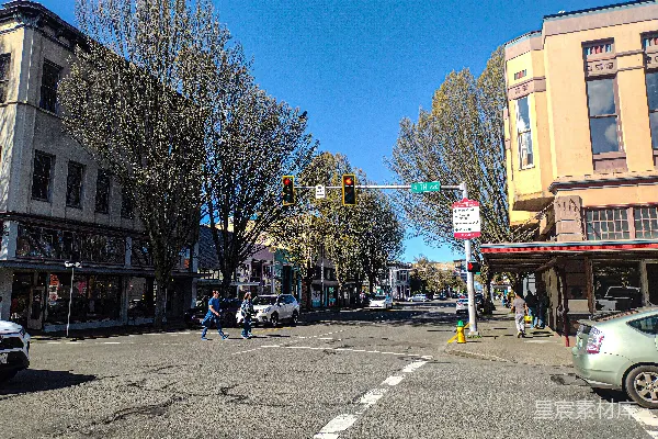 高清摄影 阳光下的城市街角