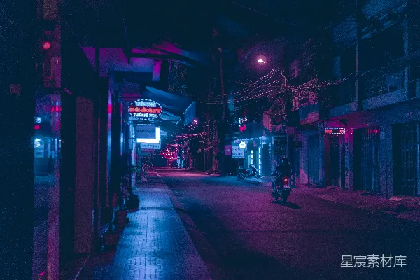 高清摄影 霓虹灯下的街景