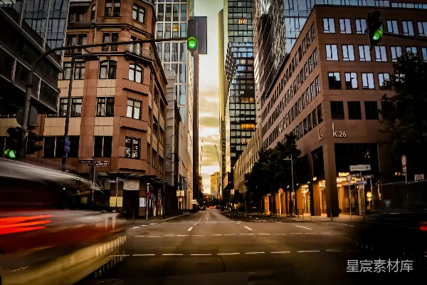 高清摄影 城市黄昏的街景