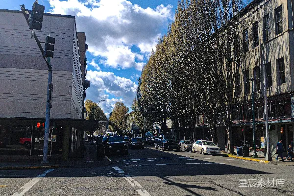 高清摄影 阳光下的城市街道
