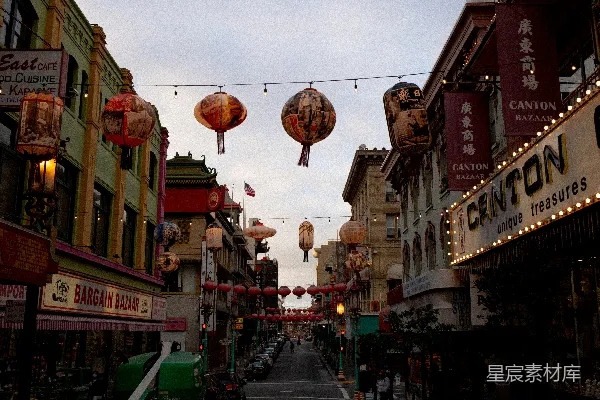 高清摄影 旧金山唐人街的夜景