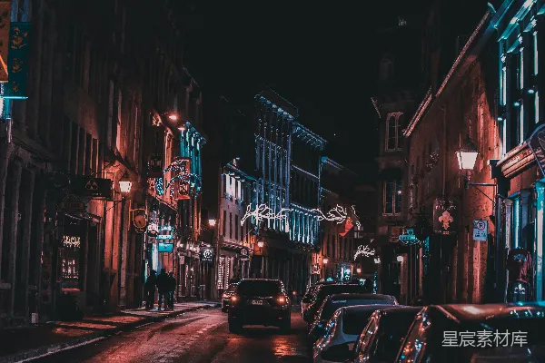 高清摄影 夜色中的城市街道