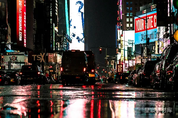 高清摄影 霓虹闪烁的纽约时代广场