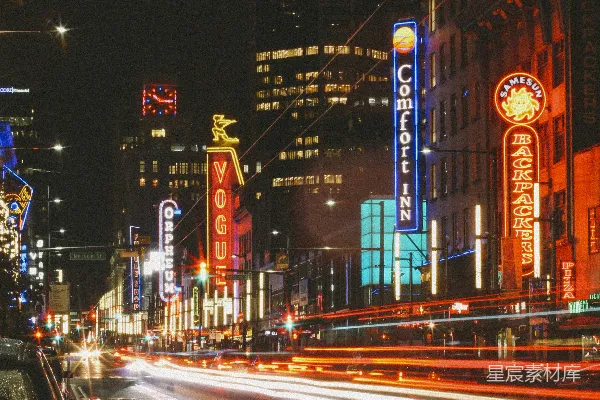 高清摄影 霓虹灯下的城市夜景