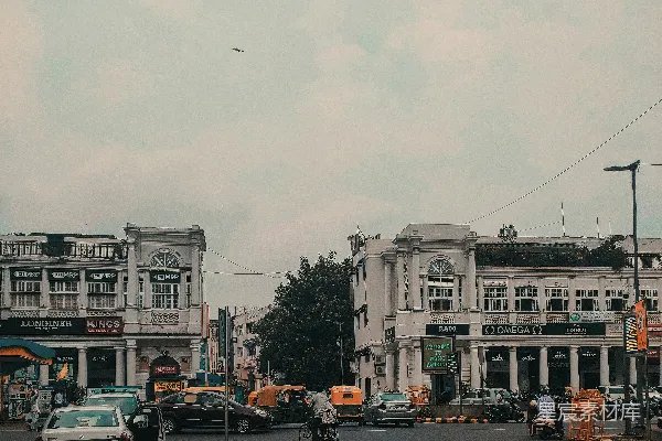 高清摄影 城市街景与天空中的风筝