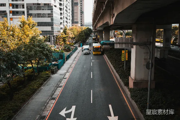 高清摄影 城市的道路与高楼