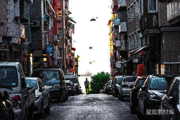 高清摄影 城市巷弄清晨景象