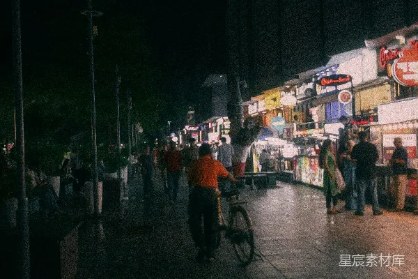 高清摄影 夜市的街景
