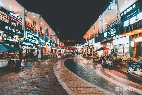 高清摄影 夜晚的繁华商业街
