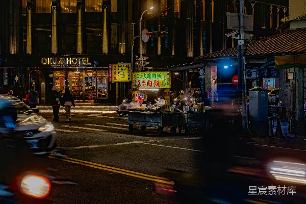 高清摄影 夜色中的街角小吃摊