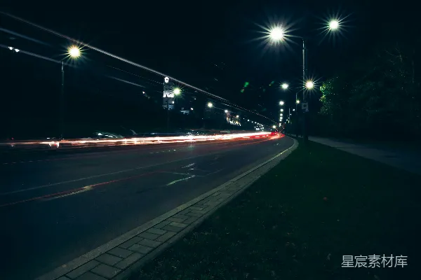 高清摄影 夜幕下的城市街道