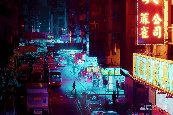 高清摄影 霓虹下的香港街道