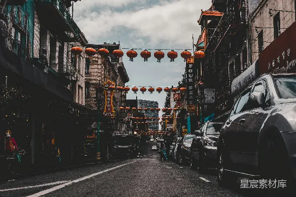高清摄影 旧金山唐人街的宁静一角