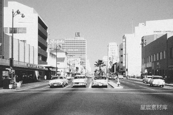 高清摄影 1950年代的洛杉矶街景