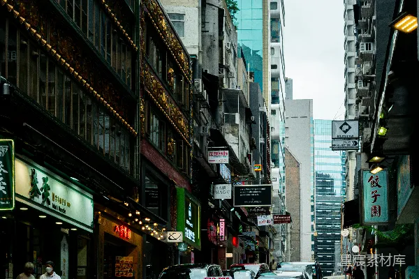 高清摄影 香港街景与红色出租车