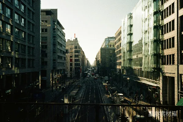 高清摄影 都市日落中的城市街道