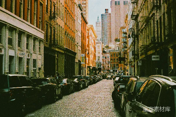 高清摄影 纽约市的石板路街景