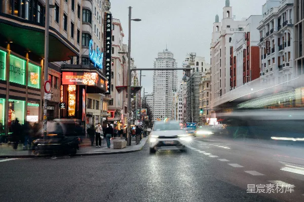 高清摄影 城市夜景中的动态街道