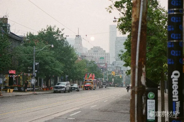 高清摄影 城市街道的日落景色