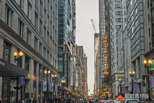 高清摄影 城市的街景：高楼林立的现代都市