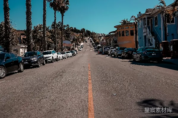高清摄影 阳光明媚的沿海街道