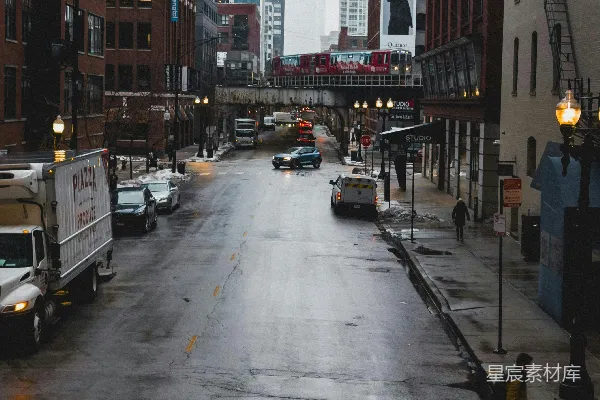 高清摄影 雨后芝加哥的街景