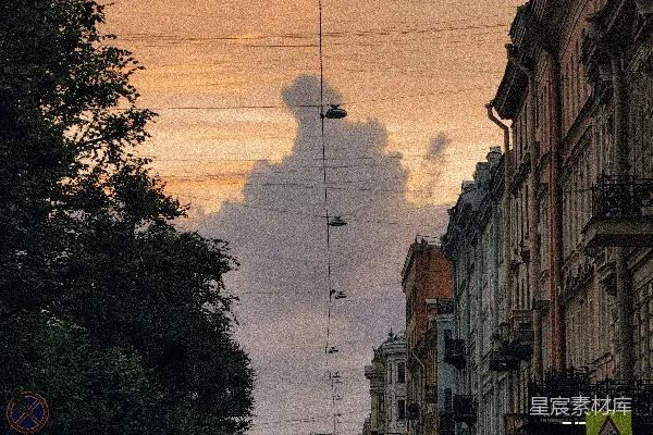 高清摄影 夕阳下的城市街道