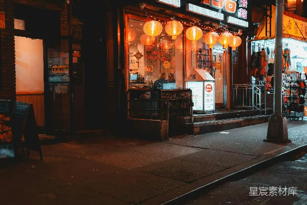 高清摄影 夜幕下的纽约唐人街