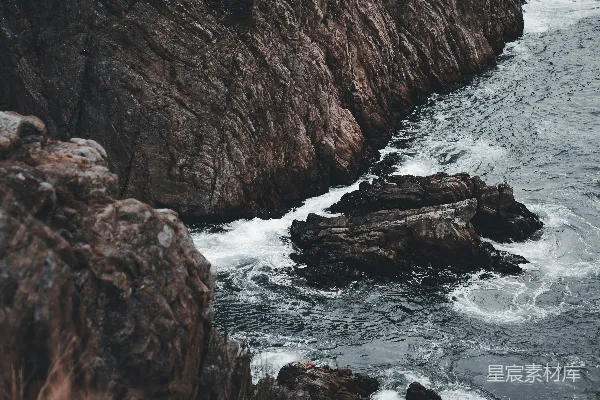 高清摄影 海岸岩石与波涛