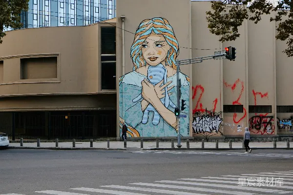 高清摄影 城市街头的大型壁画