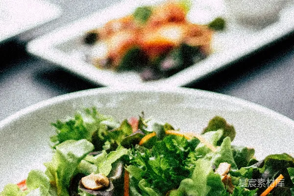 高清摄影 清新沙拉与寿司的搭配