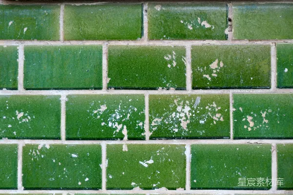 高清摄影 斑驳绿砖墙