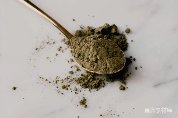 高清摄影 勺子上的抹茶粉